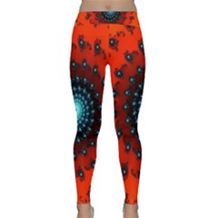 Red Fractal Spiral Classic Yoga Leggings by Simbadda