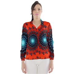 Red Fractal Spiral Wind Breaker (women) by Simbadda