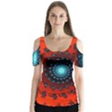 Red Fractal Spiral Butterfly Sleeve Cutout Tee  View1