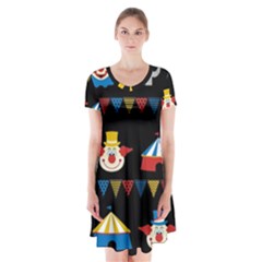 Circus  Short Sleeve V-neck Flare Dress by Valentinaart