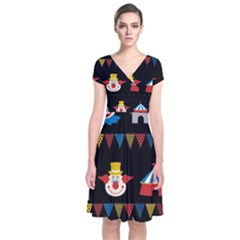 Circus  Short Sleeve Front Wrap Dress by Valentinaart