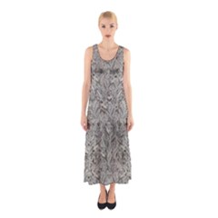 Silver Tropical Print Sleeveless Maxi Dress by dflcprintsclothing