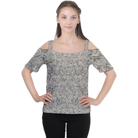 Silver Tropical Print Women s Cutout Shoulder Tee by dflcprintsclothing