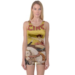 Vintage circus  One Piece Boyleg Swimsuit