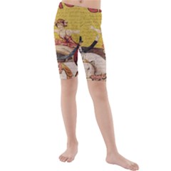 Vintage circus  Kids  Mid Length Swim Shorts