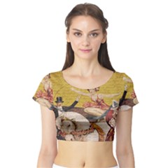 Vintage circus  Short Sleeve Crop Top (Tight Fit)