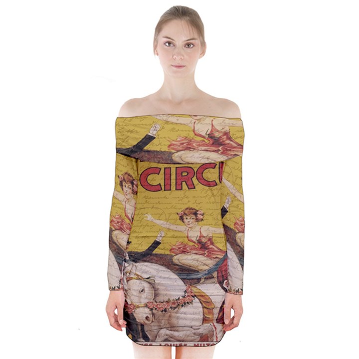 Vintage circus  Long Sleeve Off Shoulder Dress