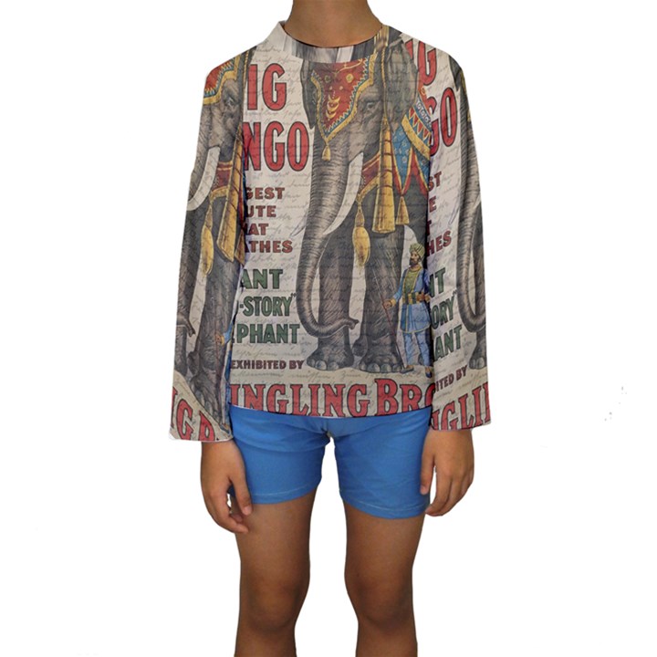 Vintage circus  Kids  Long Sleeve Swimwear