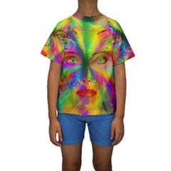 Rainbow Girl Kids  Short Sleeve Swimwear by Valentinaart