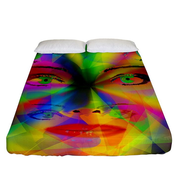 Rainbow girl Fitted Sheet (Queen Size)