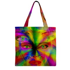 Rainbow Girl Zipper Grocery Tote Bag by Valentinaart