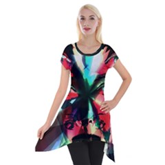 Abstract Girl Short Sleeve Side Drop Tunic by Valentinaart