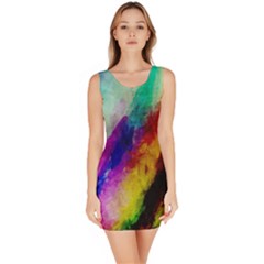 Abstract Colorful Paint Splats Sleeveless Bodycon Dress by Simbadda