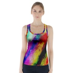 Abstract Colorful Paint Splats Racer Back Sports Top by Simbadda