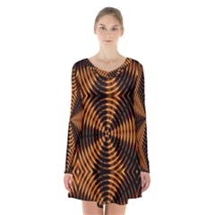 Fractal Patterns Long Sleeve Velvet V-neck Dress by Simbadda