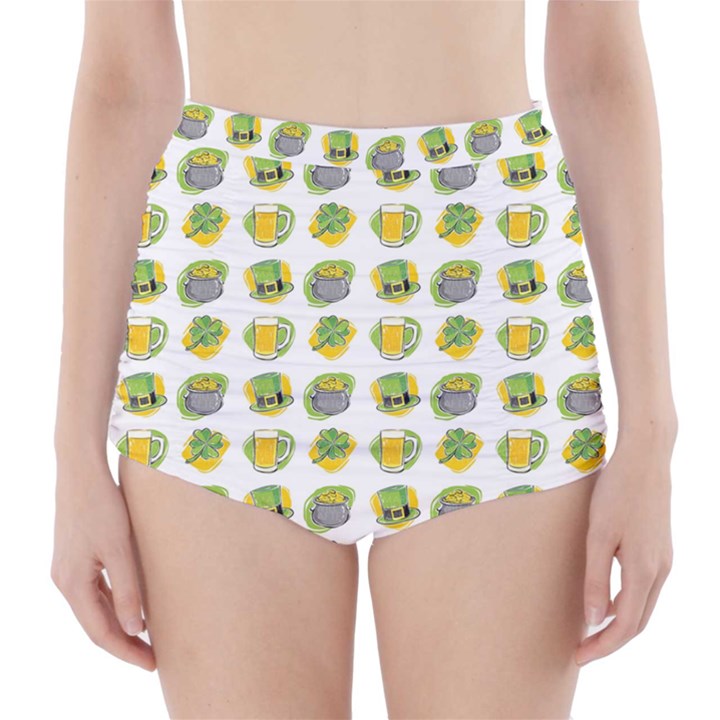 St Patrick S Day Background Symbols High-Waisted Bikini Bottoms