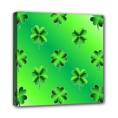 Shamrock Green Pattern Design Mini Canvas 8  X 8  by Simbadda