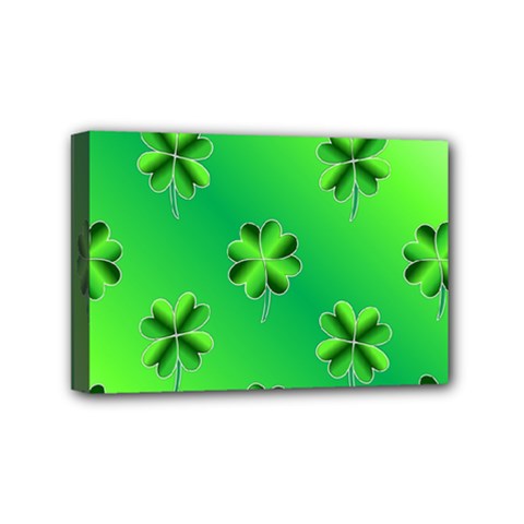 Shamrock Green Pattern Design Mini Canvas 6  X 4  by Simbadda