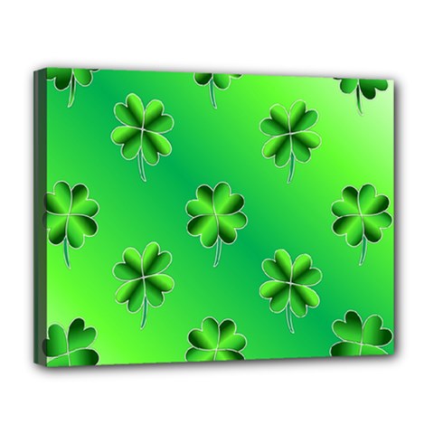 Shamrock Green Pattern Design Canvas 14  X 11  by Simbadda