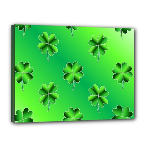 Shamrock Green Pattern Design Canvas 16  X 12  by Simbadda