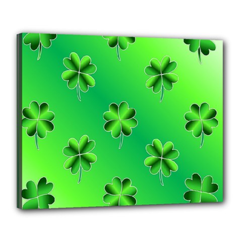 Shamrock Green Pattern Design Canvas 20  X 16  by Simbadda