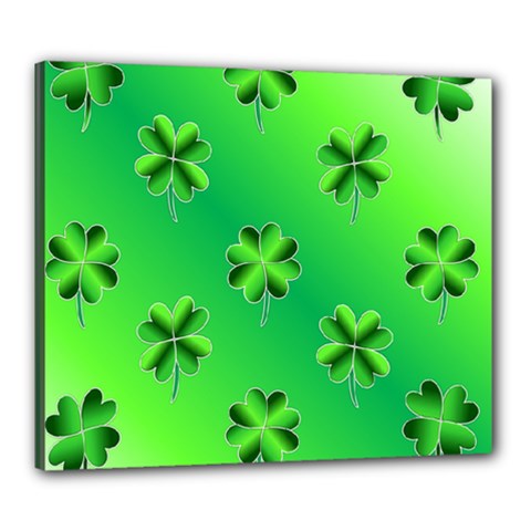 Shamrock Green Pattern Design Canvas 24  X 20  by Simbadda