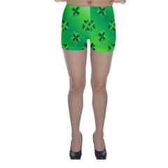 Shamrock Green Pattern Design Skinny Shorts by Simbadda