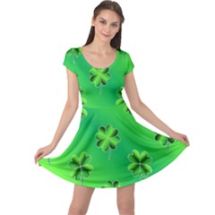 Shamrock Green Pattern Design Cap Sleeve Dresses by Simbadda