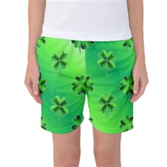 Shamrock Green Pattern Design Women s Basketball Shorts by Simbadda