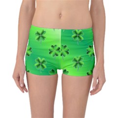 Shamrock Green Pattern Design Boyleg Bikini Bottoms by Simbadda