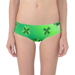 Shamrock Green Pattern Design Classic Bikini Bottoms by Simbadda