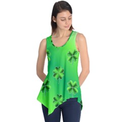 Shamrock Green Pattern Design Sleeveless Tunic by Simbadda