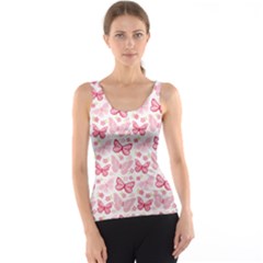 Cute Pink Flowers And Butterflies Pattern  Tank Top by TastefulDesigns