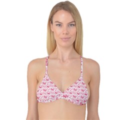 Cute Pink Flowers And Butterflies Pattern  Reversible Tri Bikini Top by TastefulDesigns