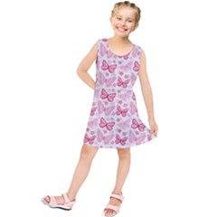 Cute Pink Flowers And Butterflies Pattern  Kids  Tunic Dress by TastefulDesigns