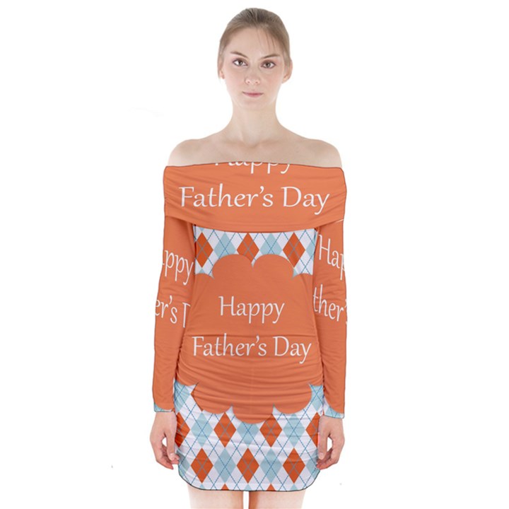 happy Father Day  Long Sleeve Off Shoulder Dress