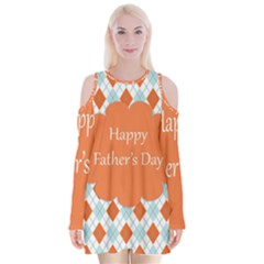 Happy Father Day  Velvet Long Sleeve Shoulder Cutout Dress