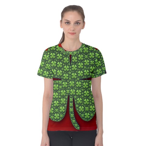 Shamrock Irish Ireland Clover Day Women s Cotton Tee by Simbadda