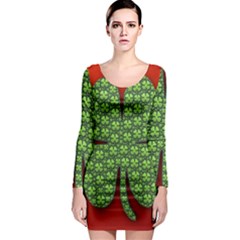 Shamrock Irish Ireland Clover Day Long Sleeve Bodycon Dress by Simbadda