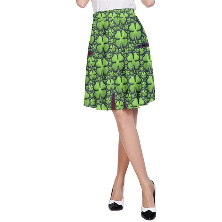 Shamrock Irish Ireland Clover Day A-Line Skirt