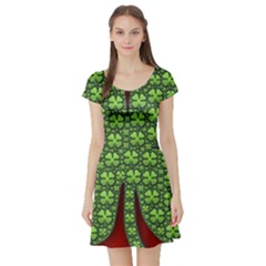 Shamrock Irish Ireland Clover Day Short Sleeve Skater Dress by Simbadda