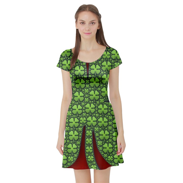 Shamrock Irish Ireland Clover Day Short Sleeve Skater Dress