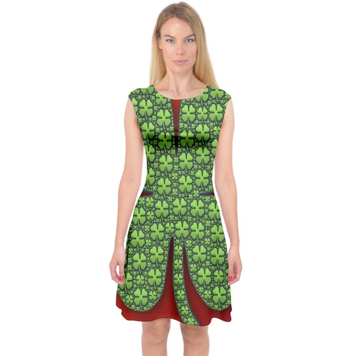 Shamrock Irish Ireland Clover Day Capsleeve Midi Dress