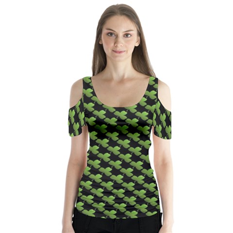 St Patrick S Day Background Butterfly Sleeve Cutout Tee  by Simbadda