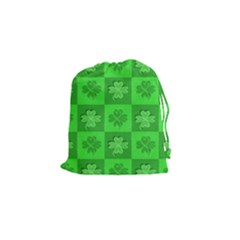 Fabric Shamrocks Clovers Drawstring Pouches (small)  by Simbadda