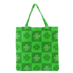 Fabric Shamrocks Clovers Grocery Tote Bag by Simbadda