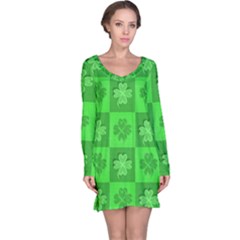 Fabric Shamrocks Clovers Long Sleeve Nightdress by Simbadda