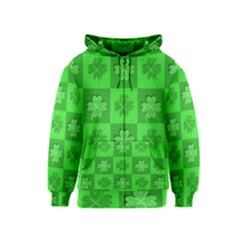 Fabric Shamrocks Clovers Kids  Zipper Hoodie by Simbadda