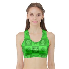 Fabric Shamrocks Clovers Sports Bra With Border by Simbadda