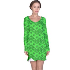 Shamrocks 3d Fabric 4 Leaf Clover Long Sleeve Nightdress by Simbadda